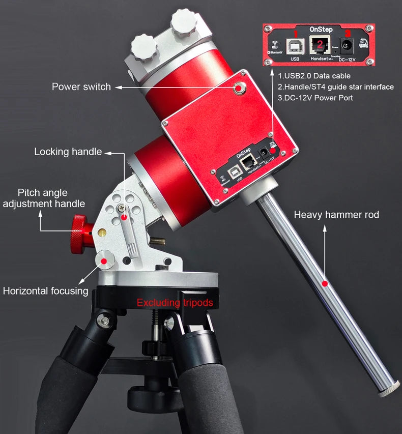 JUWEI17-100 Harmonic Equatorial Mount – 13kg Payload, Dual Reducer, Wide Dovetail Saddle