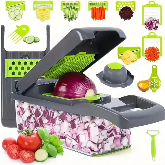 14-in-1 Multifunctional Vegetable Chopper & Slicer – With Interchangeable Blades