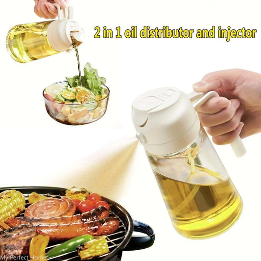 2-in-1 Oil Dispenser & Spray Bottle – 500ml for Cooking, Roasting & BBQ